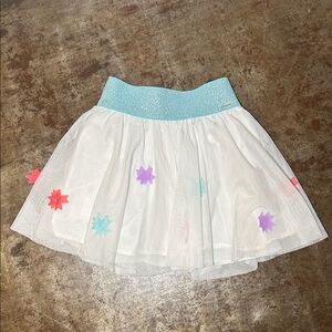 American Girl White Tulle Skirt with Aqua Glitter Waistband a Multicolor Flowers